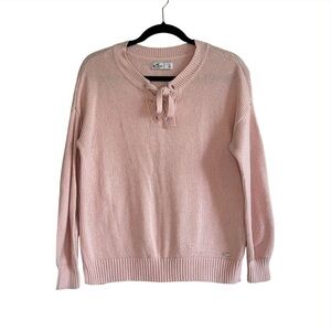 2/$30 Hollister Blush Pink Cozy Knit Crew Neck Sweater with Bow